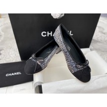 [팬더샵] 샤넬 CC 스티치 로고 패브릭 리본 발레리나 슈즈 Chanel
