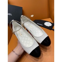 [A1] 샤넬 양가죽 체인 배색 발레리나 슈즈 Chanel