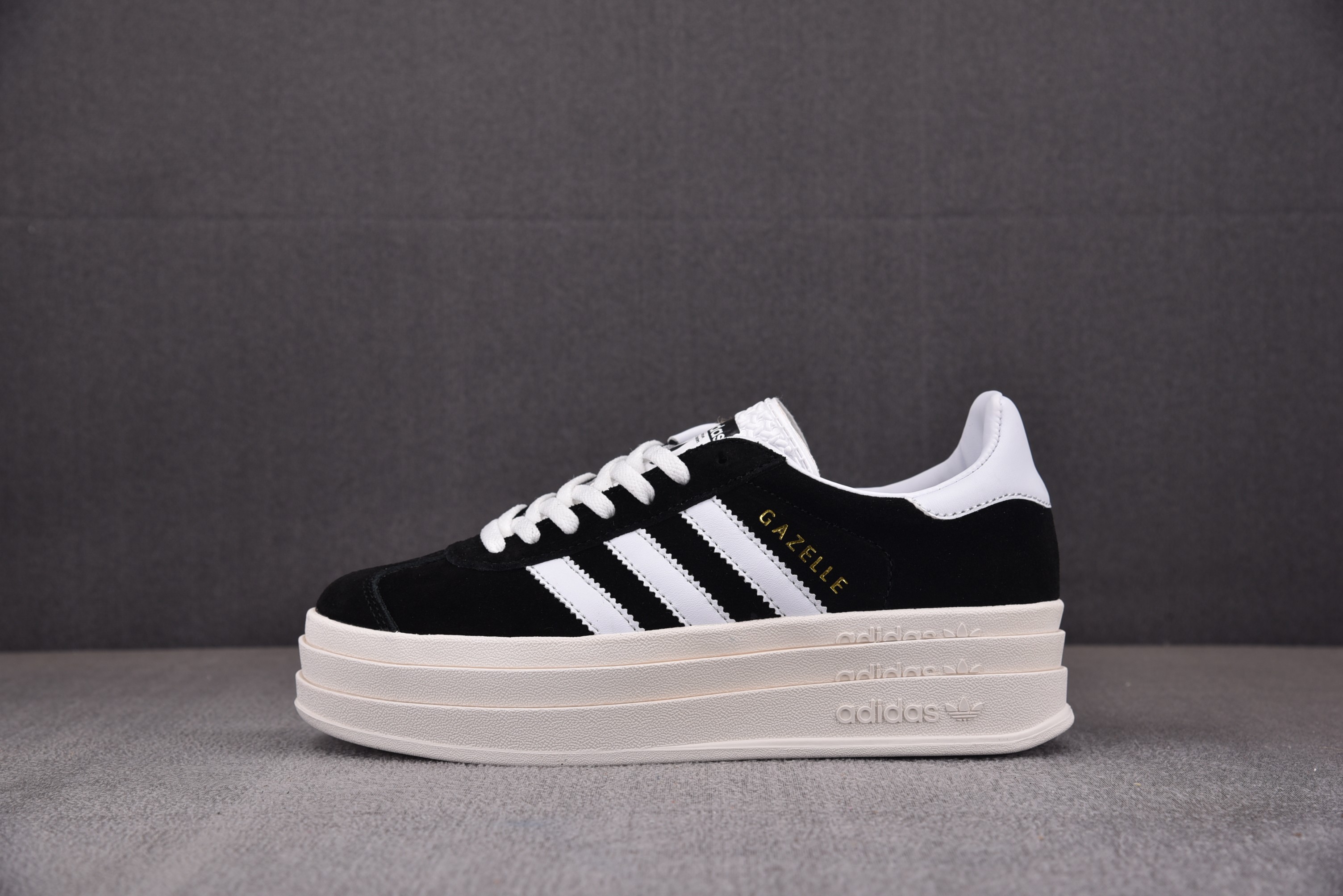 【纯原】AD Originals Gazelle 黑白 增高厚底 HQ6912 아디다스