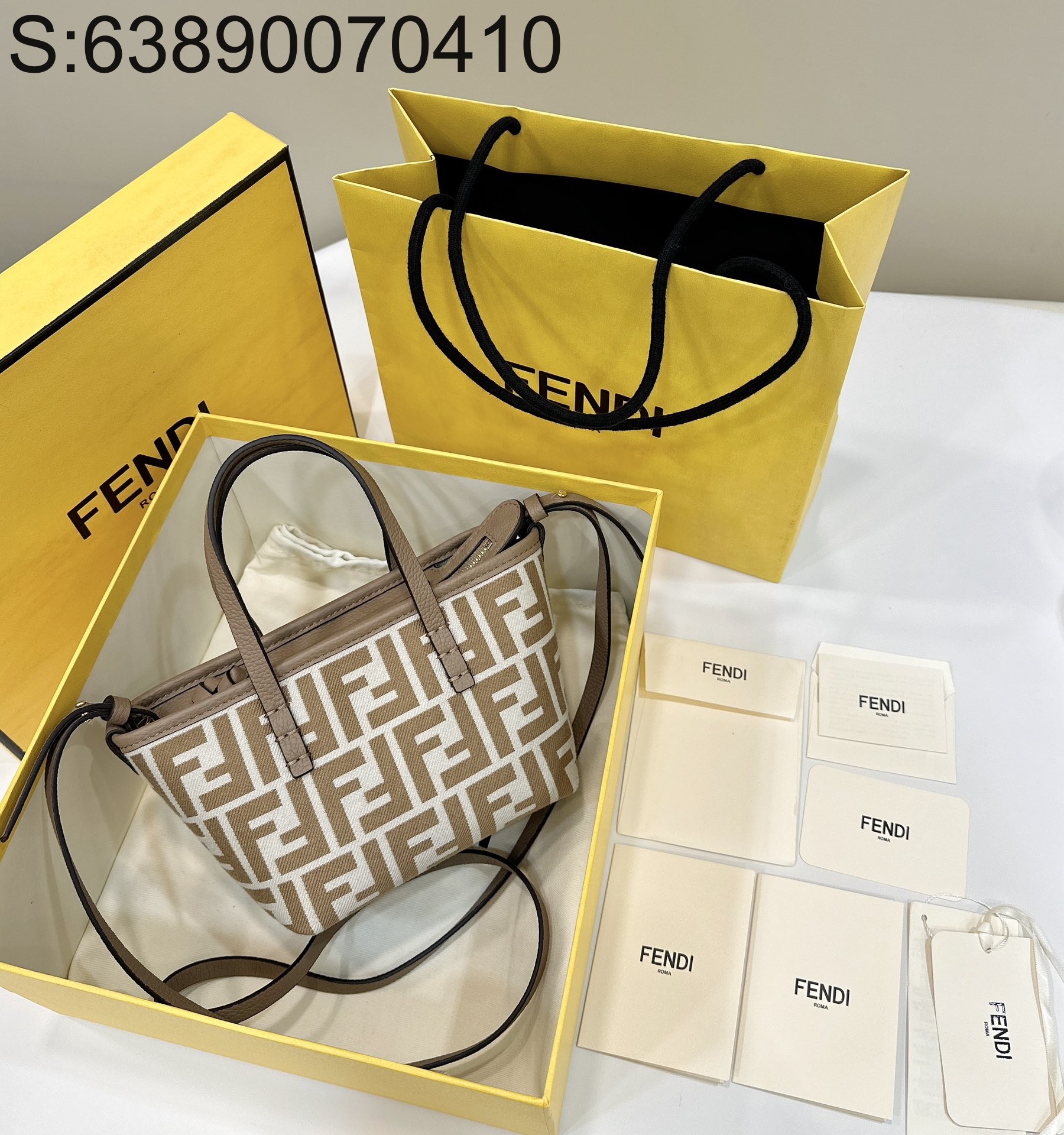 [니콜] 펜디 롤 미니 FF 자카드 미니백 베이지 8BS096 15.5*11*13cm 