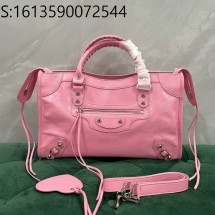 [dxg] 발렌시아가 르 시티 라지 백 38*24*14cm 핑크 샤이니 실버 장식 