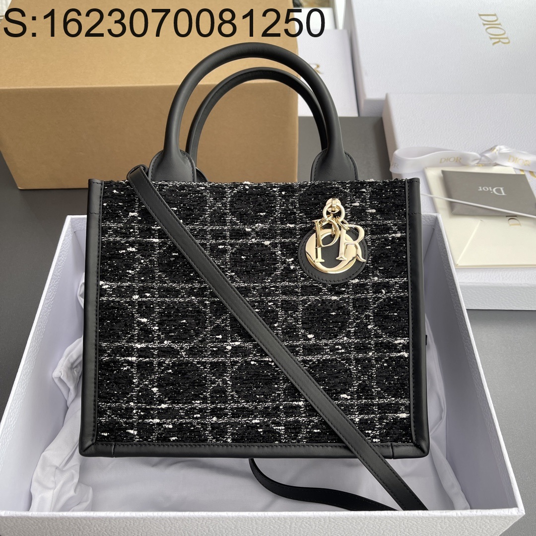 [JHL] 디올 스몰 디올 북 토트백 블랙 트위드 26.5*21*14cm 