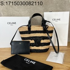 JXG 셀린느 스트라이프 쿠핀 셀린느 클래식 파니에 라피아 백 21.5*22*13cm 블랙 