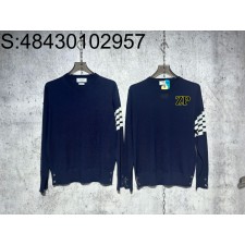 [사슬공장2] MKA002A 톰브라운 베이직 흰색 사선 순색 니트 네이비 Thombrowne