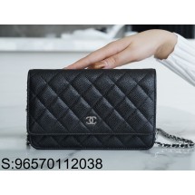 [JD] 샤넬 클래식 체인 캐비어 실버 메탈 19cm 블랙 WOC