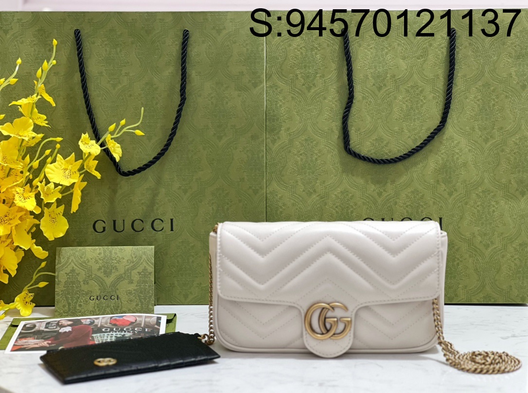[JHL] 구찌 GG 마몽 미니 카드 케이스 체인 지갑 751526 21*12*5cm 화이트 