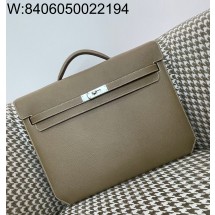 [장인의집,심안공장] 에르메스 켈리 더페슈 36 브리프케이스 은장 코끼리 회색 epsom