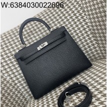 [장인의집,심안공장] 에르메스 켈리 25 은장 블랙 epsom