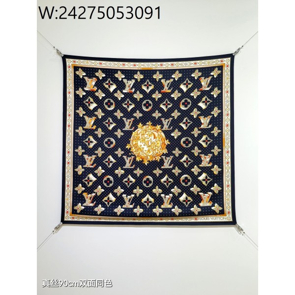 AGG 루이비통 모노그램 LV 락스 Locks 90 스퀘어 스카프 블랙