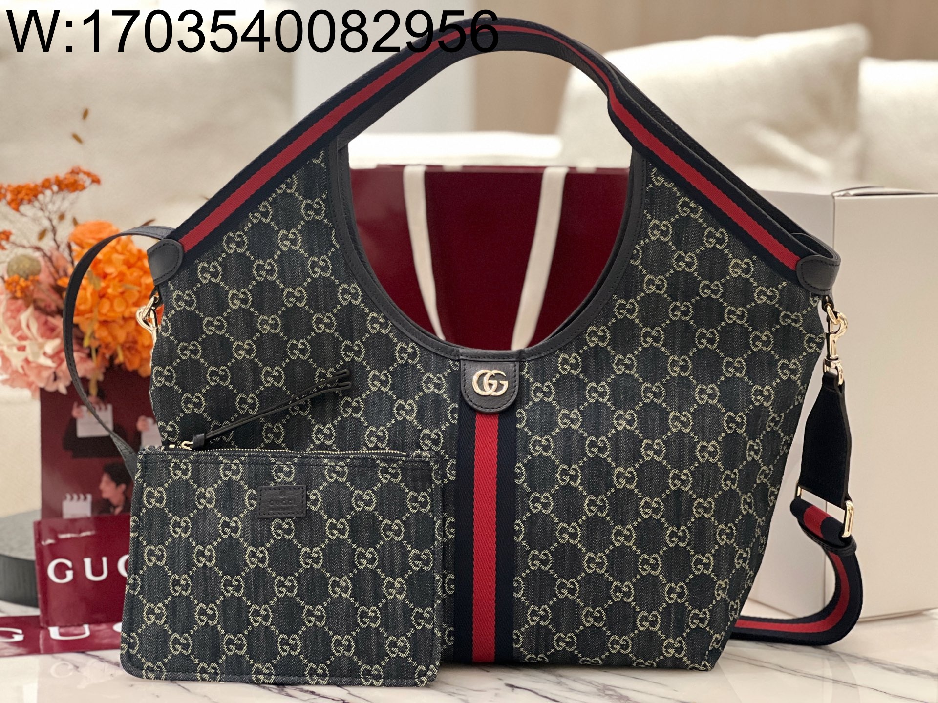 [JHL] 구찌 GG 질리오 라지 토트백 853972 50*47*14cm 블루 