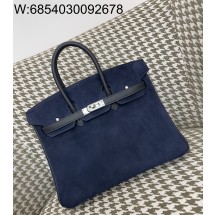 [장인의집,심안공장] 에르메스 버킨 25 은장 네이비 스웨이드 swift