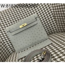 [장인의집,심안공장] 에르메스 켈리 댄스 금장 타조 가죽 연 그레이
