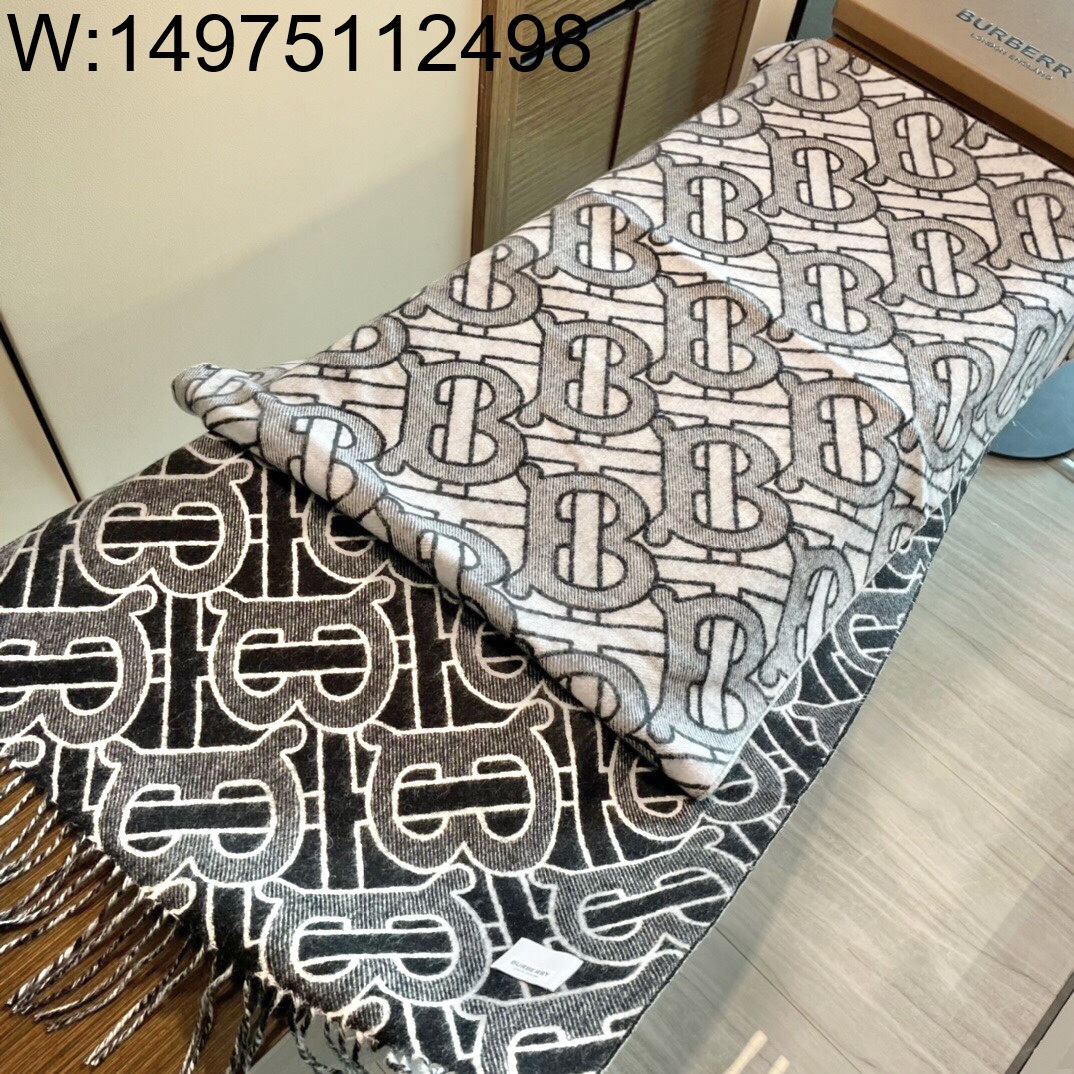 AGG 버버리 올 오버 TB 캐시미어 스카프 그레이 50*200cm 
