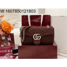 [JHL] 구찌 GG 마몽 미디엄 숄더백 스웨이드 브라운 837267 26*15*7cm