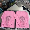 V공장 크롬하츠 소매 뒷면 모노그램 긴팔티 핑크