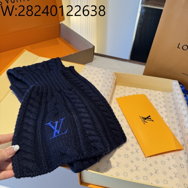 AGG 루이비통 온리 LV 미니 케이블 스카프 네이비 M96755 135*20cm 양털100%