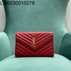 Pomegrante 생로랑 그랑 드 뿌드르 가죽 소재 CASSANDER 클래식 체인 지갑 377828 22.5*4*14cm 레드