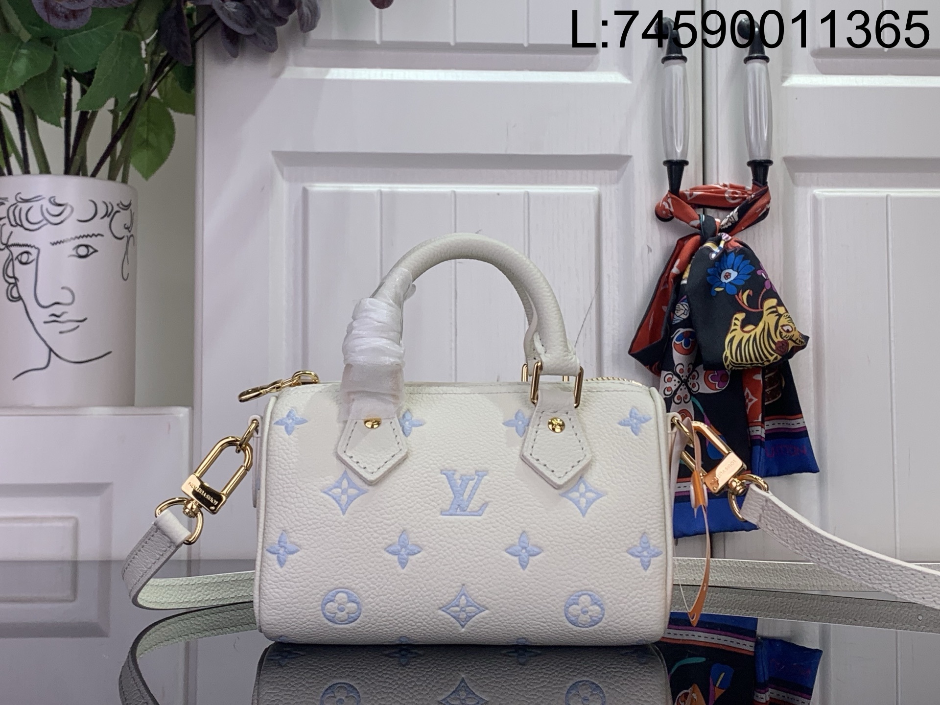 [88factory] 루이비통 나노 스피디 M27702 16*10*7.5cm 아이보리 블루