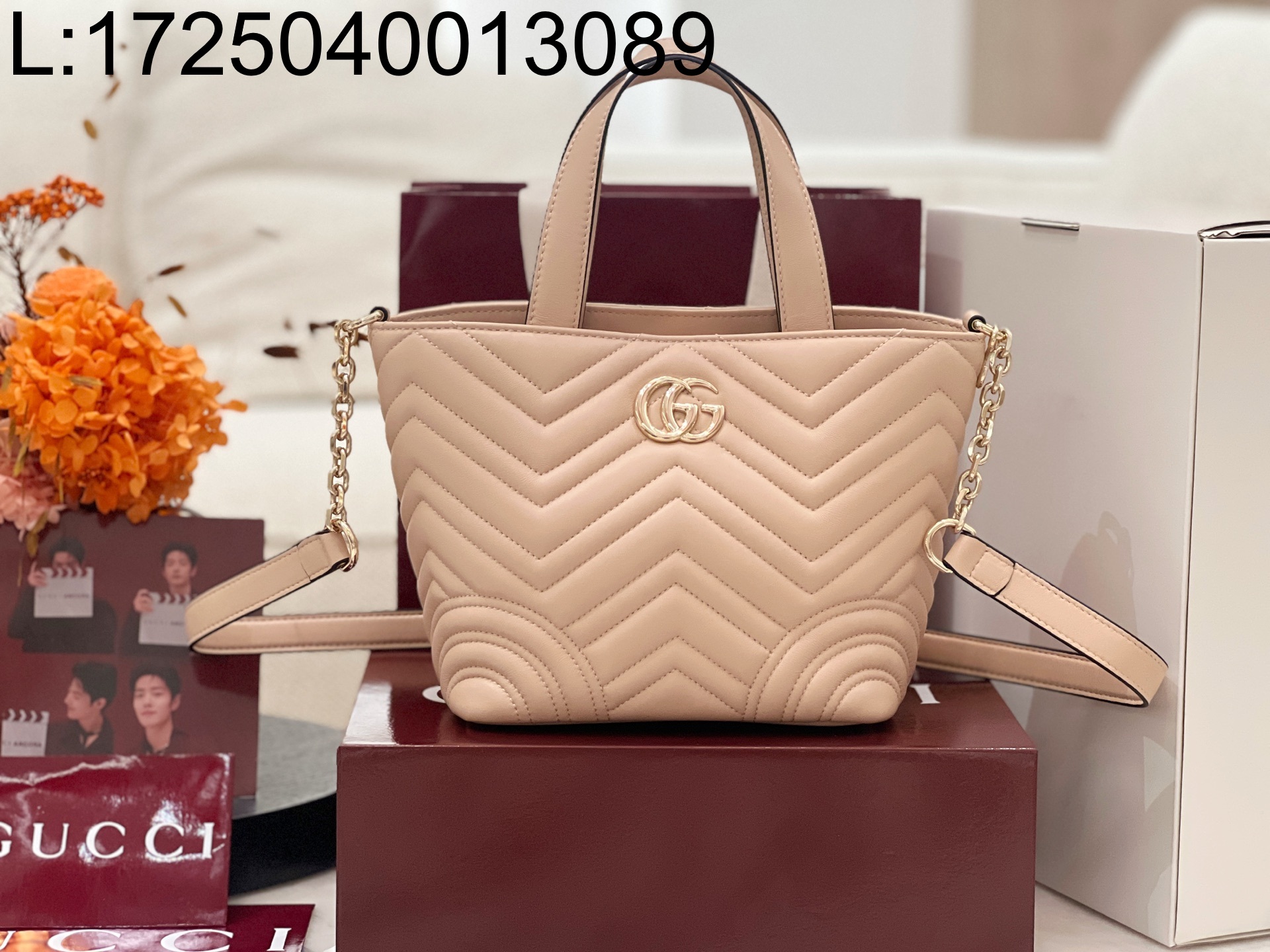 [JHL] 구찌 GG 마몽 미니 토트백 페일 핑크 847386 18*29*18cm