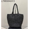 [켄달공장] 더 로우 라피아 토트 숄더백 블랙 42*23*19cm