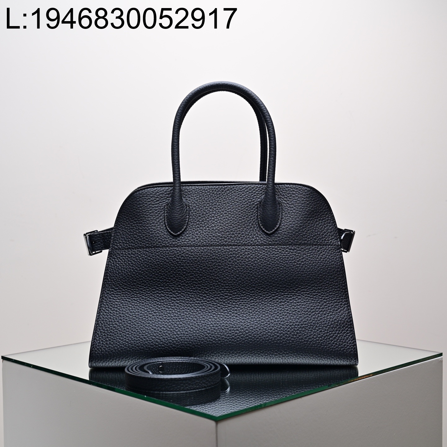 [켄달공장] 더 로우 마고 12 레더 백 블랙 실버 30.5*23*19cm 리치무늬