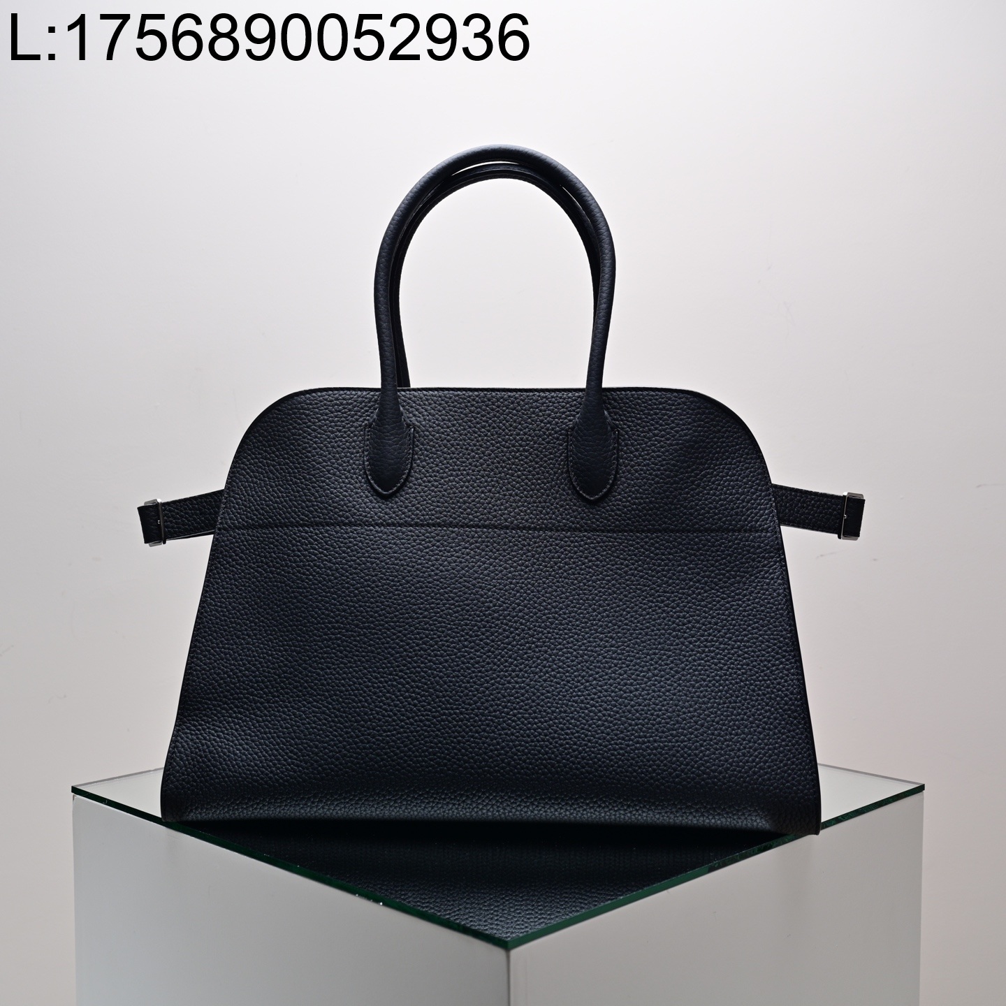 [켄달공장] 더 로우 마고 15 레더 백 블랙 실버 38*28*23cm 리치무늬