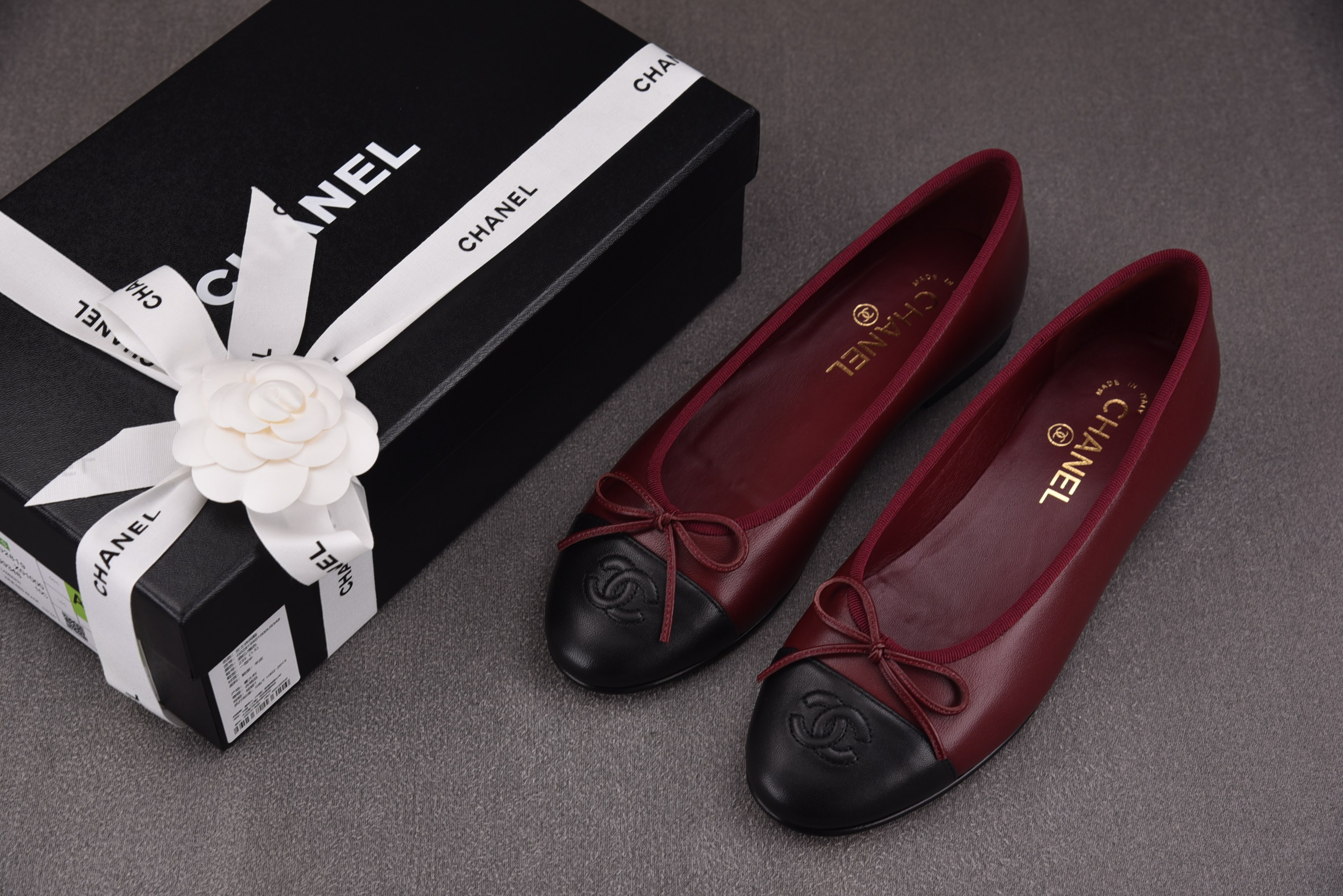 【GD】 샤넬 CHANEL 24S 발레리나 플랫 램스킨 와인