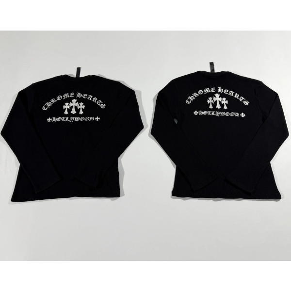 [꼬부기셀러] Chrome Hearts 크롬하츠 와플 헨리넥 블랙 긴팔 티셔츠