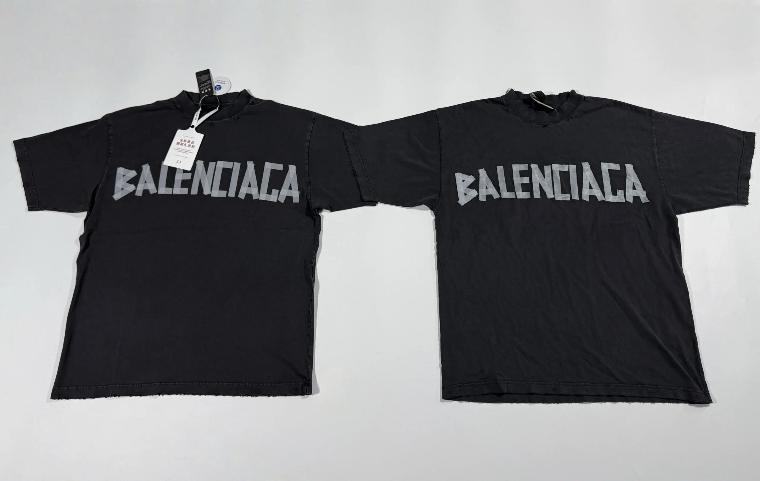 [꼬부기셀러] Balenciaga 발렌시아가 24SS 테이프 레터링 워싱 반팔 티셔츠