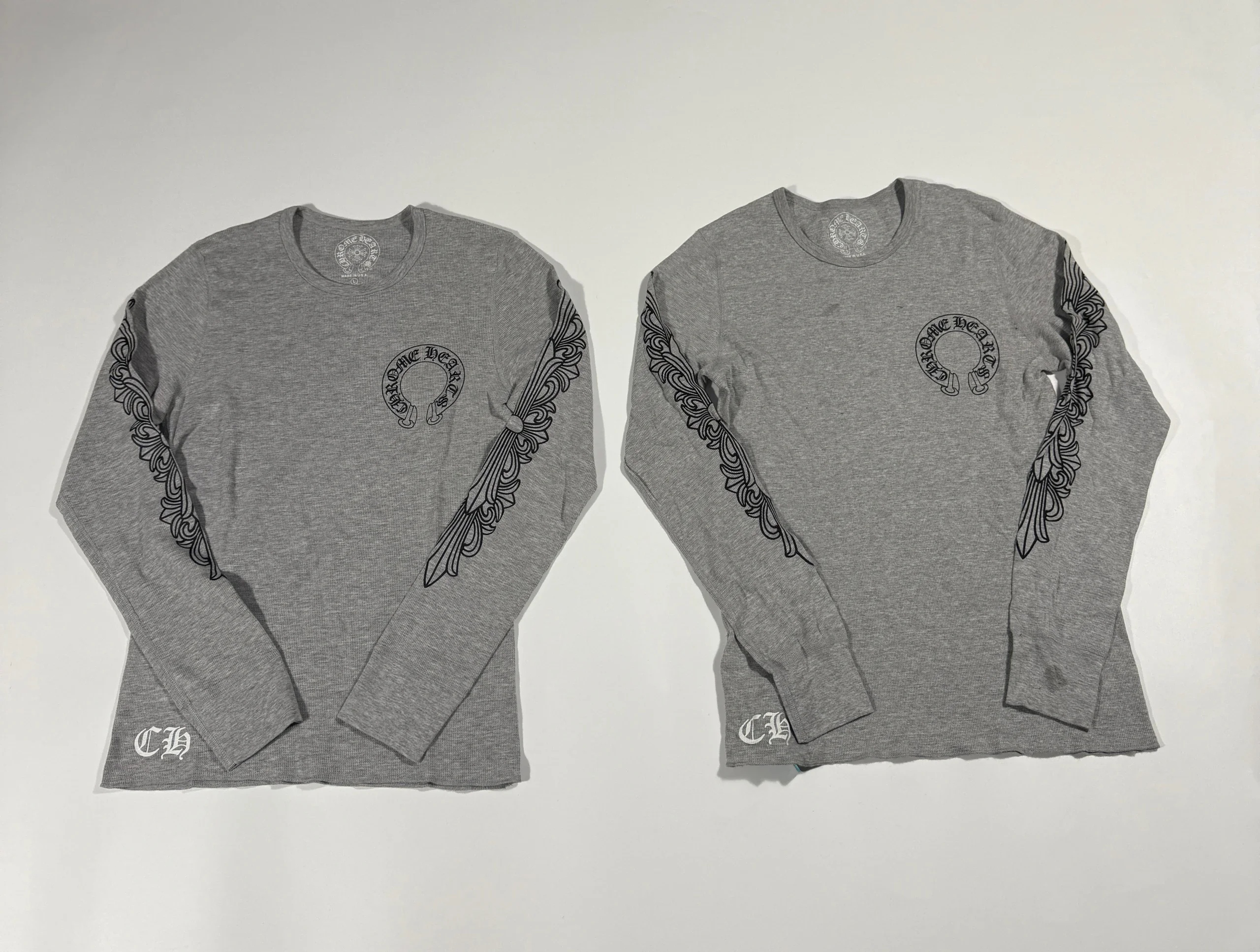 [꼬부기셀러] Chrome Hearts 크롬하츠 와플 패턴 베이직 롱슬리브 티셔츠