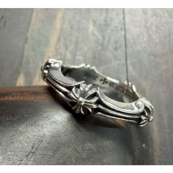 [auk 셀러] Chrome Hearts 크롬하츠 십자 플라워 피쉬본 925실버 반지