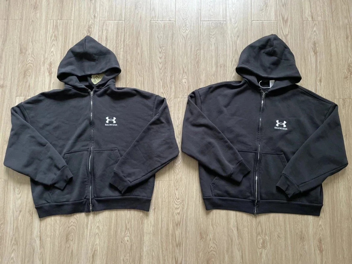 [사탄셀러] Under Armour & Balenciaga 언더아머 & 발렌시아가 워싱 코튼 헤비웨이트 자수 집업 후디