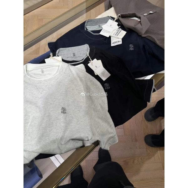 [큐피드셀러] Brunello Cucinelli 브루넬로 쿠치넬리 26SS 더블 넥 실켓 코튼 티셔츠