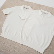 [콜라셀러] Brunello Cucinelli 브루넬로 쿠치넬리 아이보리 시걸 칼라 니트 반팔티